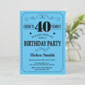 Invitation de 40e anniversaire Noir et Bleu (Debout devant)