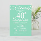 Invitation de 40e anniversaire surprise vert menth (Debout devant)