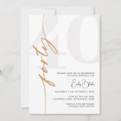 Invitation de 40ème anniversaire minimaliste (Devant)