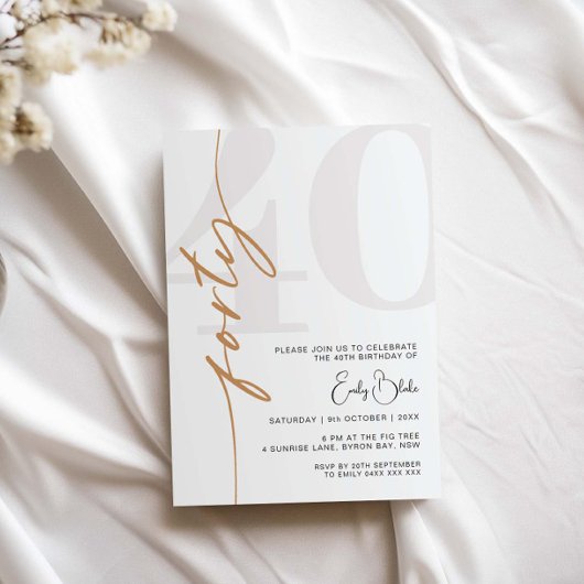 Invitation de 40ème anniversaire minimaliste