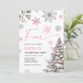 Invitation de 4e anniversaire, hiver rose 4e anniv (Debout devant)