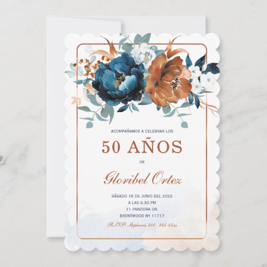 Invitation de 50 Ans Femme (Devant)