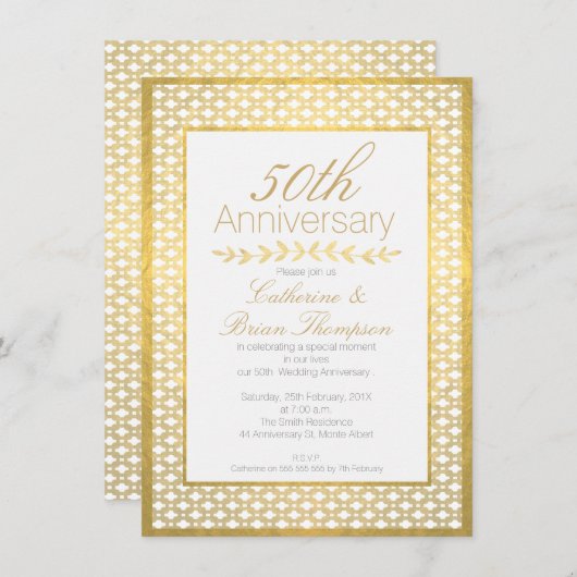Invitation de 50e anniversaire de mariage en feuil (Devant / Derrière)