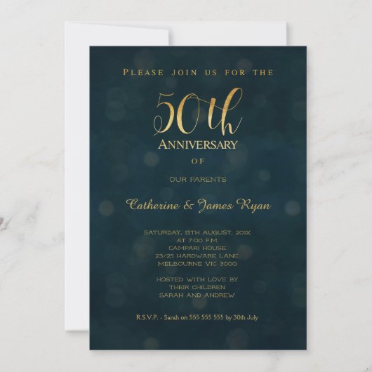 Invitation de 50e anniversaire de mariage Faux Gol (Devant)