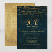 Invitation de 50e anniversaire de mariage Faux Gol (Devant / Derrière)