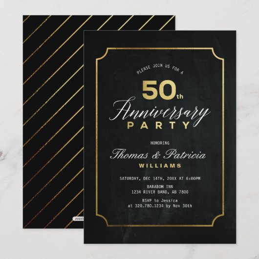 Invitation de 50e anniversaire de mariage Typograp (Devant / Derrière)