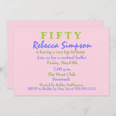 Invitation de 50e anniversaire de Pink Surprise (Devant / Derrière)