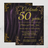 Invitation de 50e anniversaire en or élégant (Devant / Derrière)