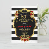 Invitation de 50e anniversaire noir, blanc et or (Debout devant)