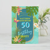 Invitation de 50e anniversaire turquoise Paradis T (Debout devant)