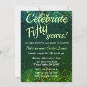 Invitation de 50e anniversaire vert et or élégante (Devant)