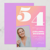 Invitation de 54e anniversaire avec dégradé rose P (Devant / Derrière)