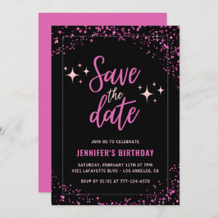 Invitation de 54e anniversaire Pink Black Enregist