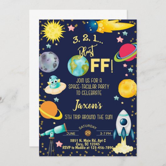 Invitation de 5e anniversaire de garçon tactique d (Devant / Derrière)