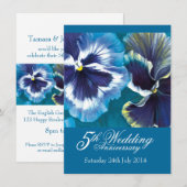 Invitation de 5ème anniversaire de mariage bleu tu (Devant / Derrière)