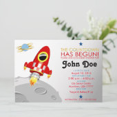 Invitation de 5x7 de "bateau de Rocket" de baby (Debout devant)