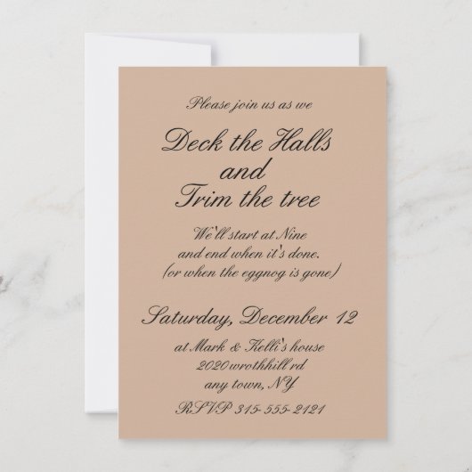 Invitation de 5x7 Tree Trimming Party avec envelop (Dos)