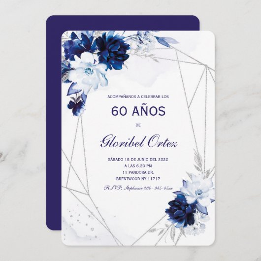 Invitation de 60 Ans Femme (Devant / Derrière)