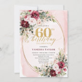 Invitation de 60e anniversaire au blush doré boho (Devant)