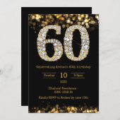Invitation de 60e anniversaire en or noir (Devant / Derrière)