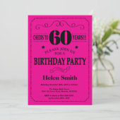 Invitation de 60e anniversaire Noir et rose chaud (Debout devant)