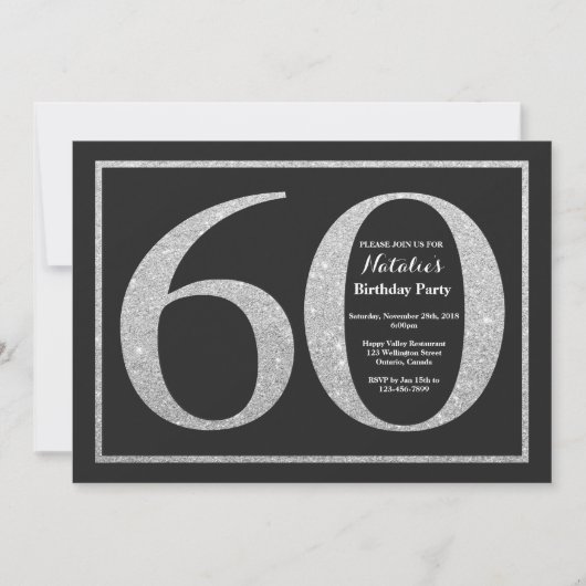 Invitation de 60e anniversaire Parties scintillant (Devant)