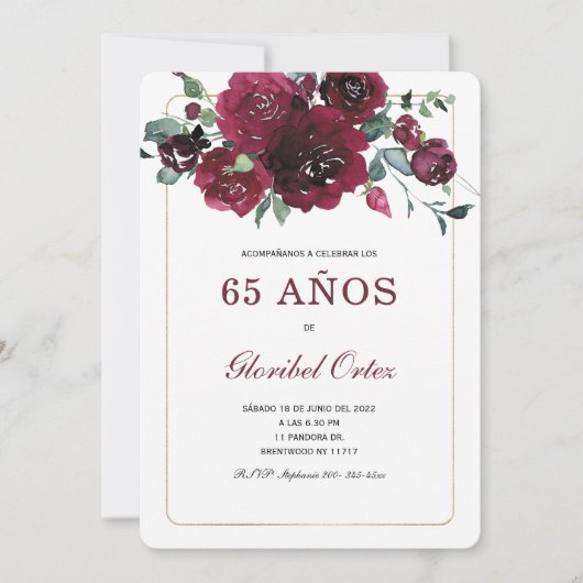 Invitation de 65 Ans Femme (Devant)