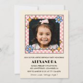 Invitation de 6e anniversaire Retro Super Blue Flo (Devant)