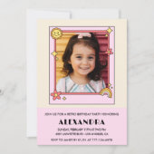 Invitation de 6e anniversaire Retro Super Rose Flo (Devant)