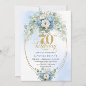 Invitation de 70e anniversaire de style boho bleu  (Devant)