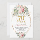 Invitation de 70e anniversaire florale rose pastel (Devant)