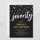 Invitation de 70e anniversaire noir et or avec con (Devant)