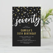 Invitation de 70e anniversaire noir et or avec con (Debout devant)