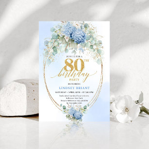 Invitation de 80e anniversaire aux fleurs bleues p