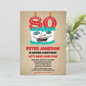 Invitation de 80e anniversaire Gâteau drôle Mens D (Debout devant)
