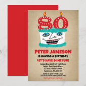 Invitation de 80e anniversaire Gâteau drôle Mens D (Devant / Derrière)