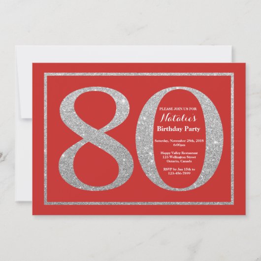Invitation de 80e anniversaire Parties scintillant (Devant)