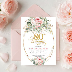Invitation de 80e anniversaire Pretty Minimal Blus