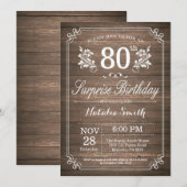 Invitation de 80e anniversaire rustique surprise F (Devant / Derrière)
