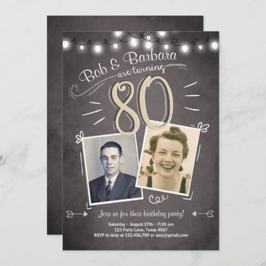 Invitation de 80e Anniversaire Tête d'anniversaire (Devant / Derrière)