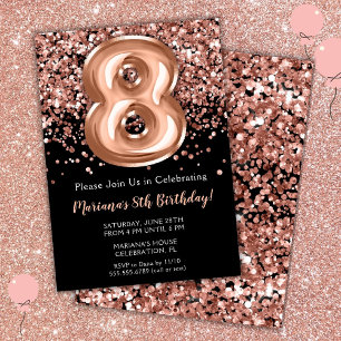 Invitation de 8e anniversaire Rose noir Parties sc