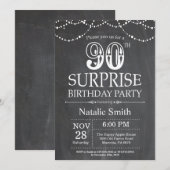 Invitation de 90e anniversaire surprise sur tablea (Devant / Derrière)