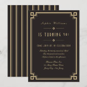 Invitation de anniversaire Art Déco rétro cadre so (Devant / Derrière)