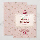 Invitation de anniversaire avec un nœud floral mig (Devant / Derrière)