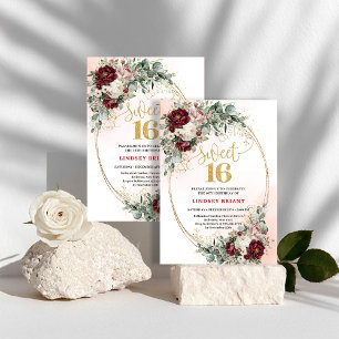 Invitation de anniversaire chic marron floral or p