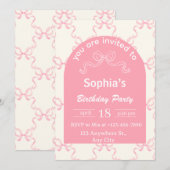 Invitation de anniversaire Coquette avec un joli n (Devant / Derrière)