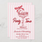 Invitation de anniversaire de cocktail écrite à la (Devant / Derrière)