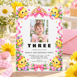 Invitation de anniversaire de trois ans avec photo