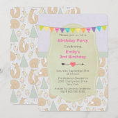 Invitation de anniversaire fantaisiste Fox, Oiseau (Devant / Derrière)