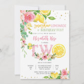 Invitation de anniversaire florale au citron (Devant)